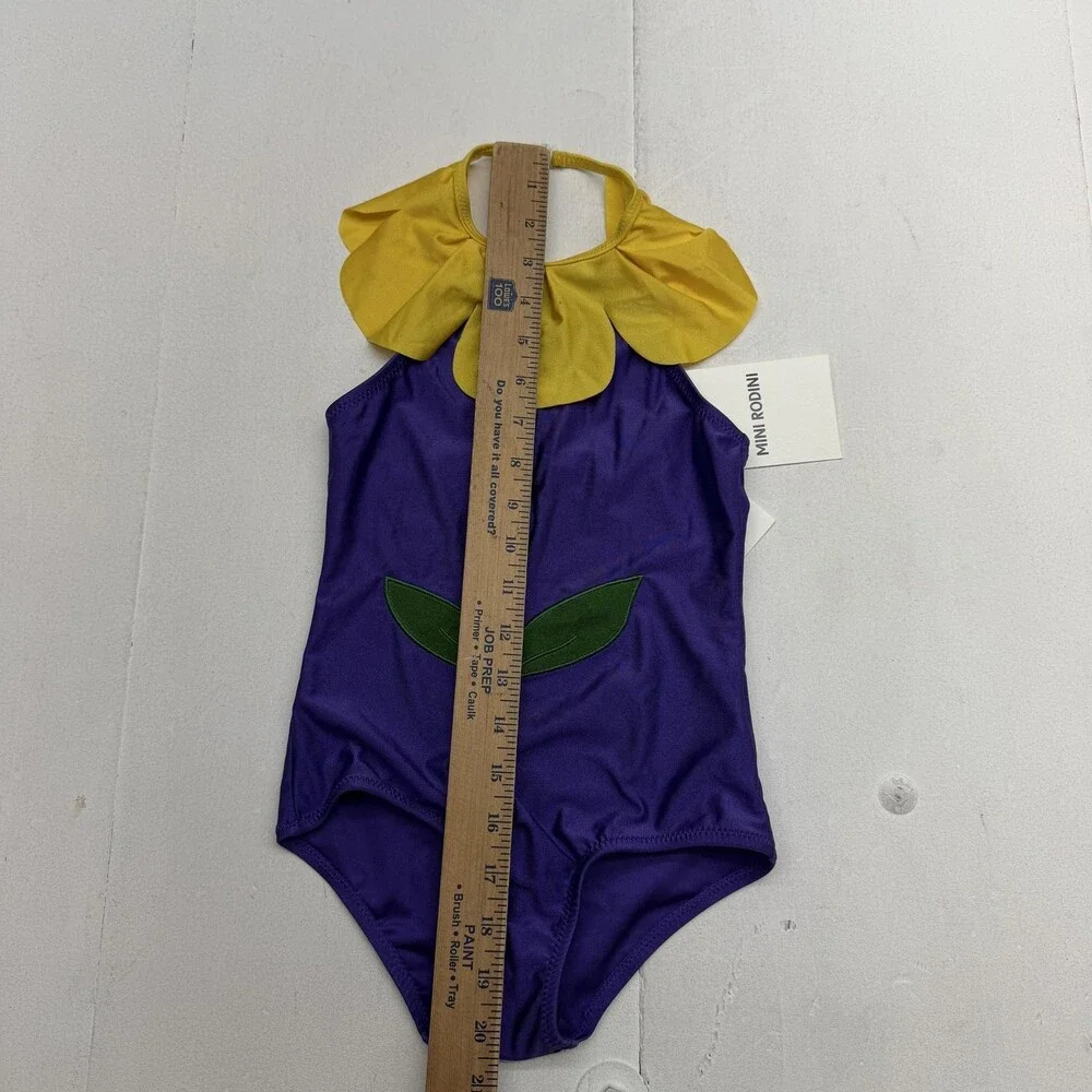 Mini Rodini Swimsuit Girls 6-7Y Purple Flower Halterneck One Piece NWT UPF 50+